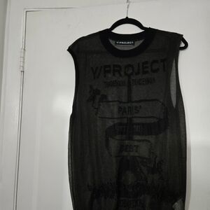 Y/Project Black Mesh Sleeveless Top